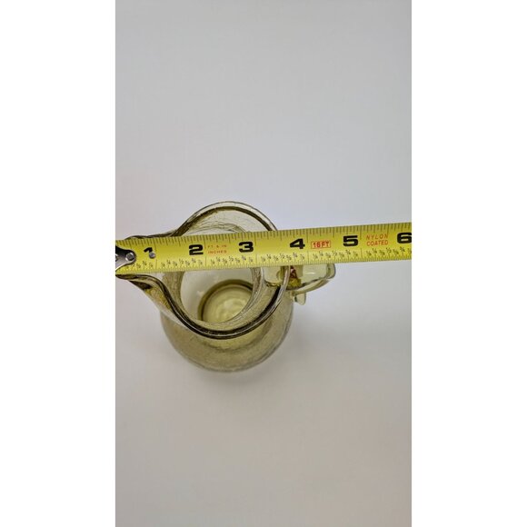 Kanawha Art Glass Crackle Glass Yellow Amber Pitcher - Picture 9 of 14